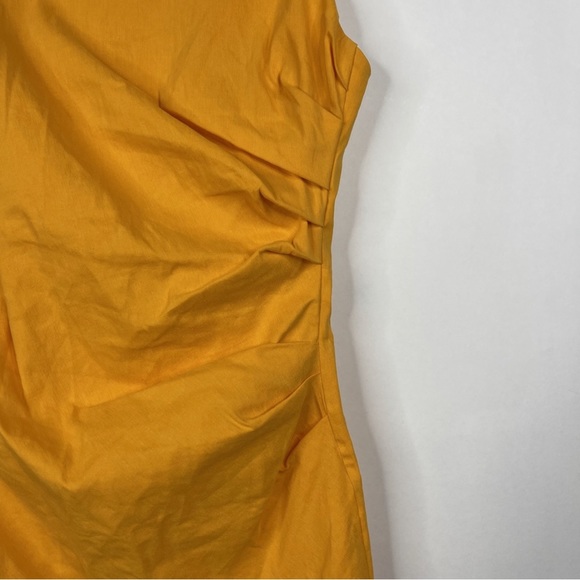 ZARA Linen Blend Draped Mini Dress Tangerine Size XS - Picture 8 of 13